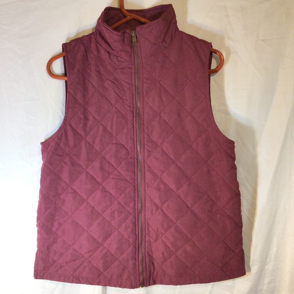 Umgee women’s size small quilted vest maroon normcore layering rustic preppy